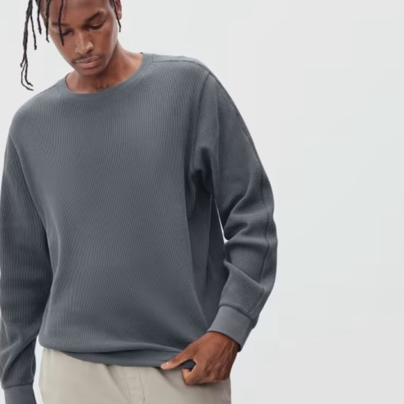 EVERLANE Men's Long Sleeve Waffle Crew Crewneck Thermal Slate Size Medium - Picture 1 of 8